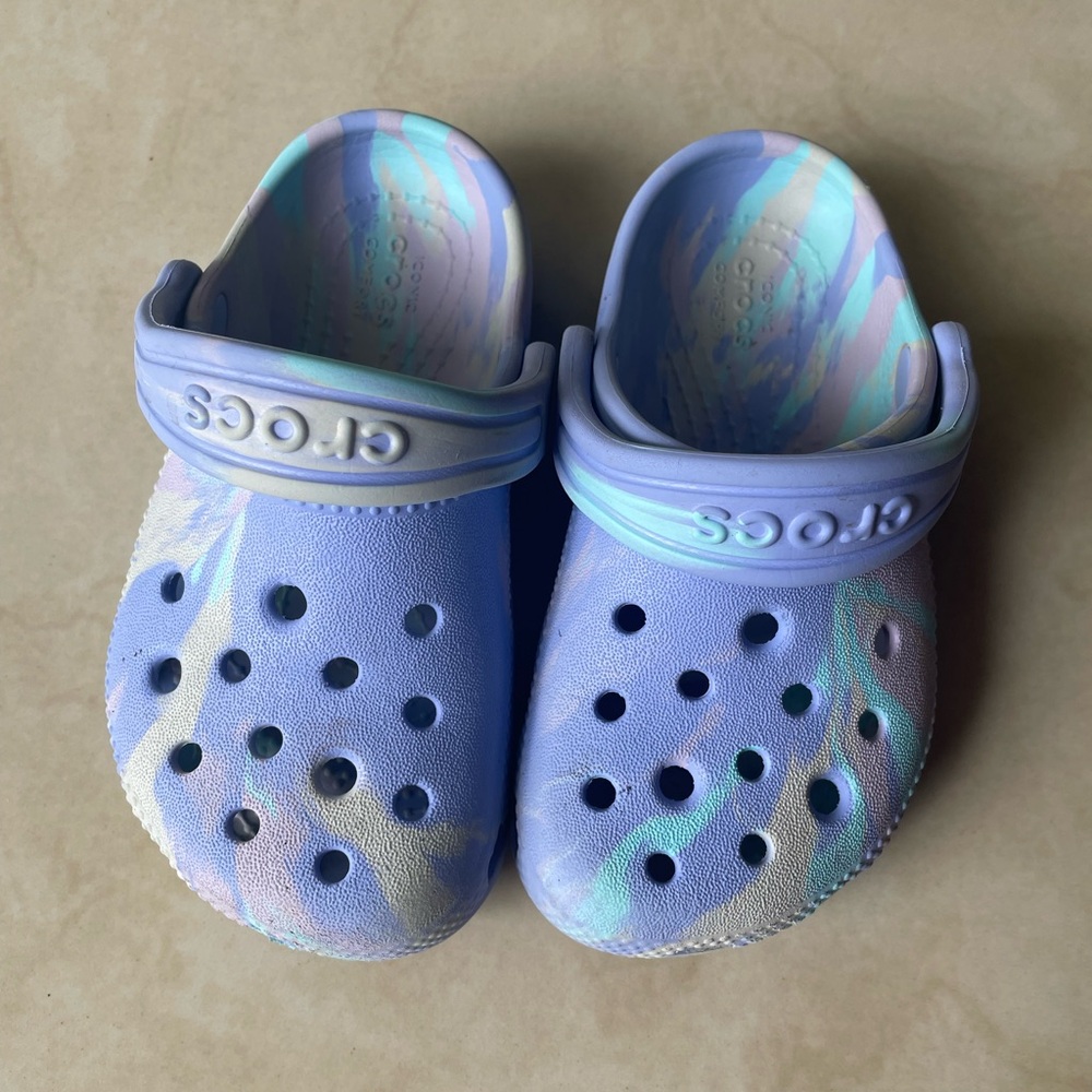 CROCS Kids' Pastel Blue and Purple Slippers